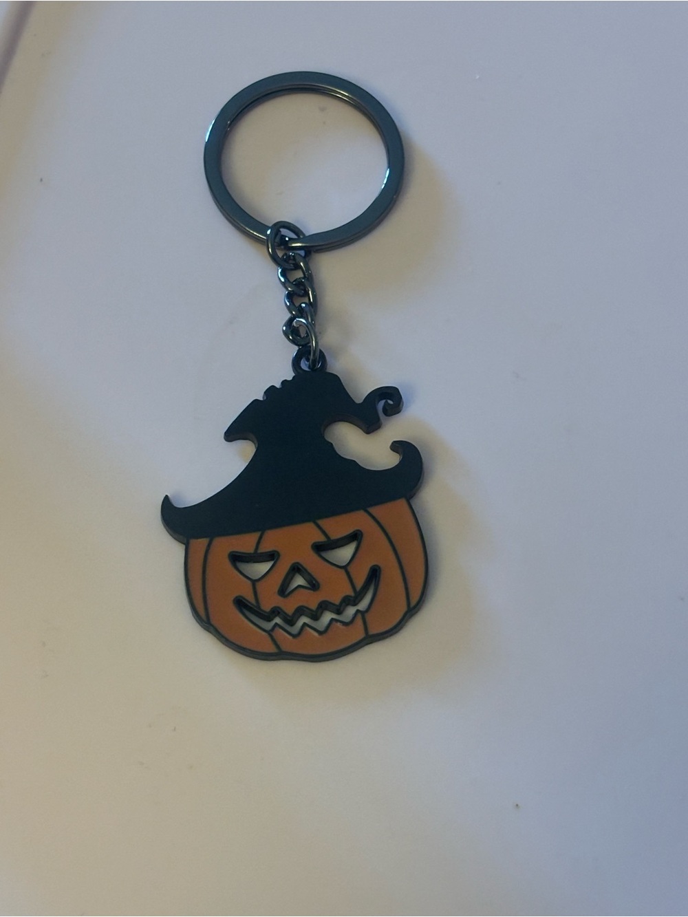 Halloween Pumpkin Witch Hat Keychain - Orange and Black